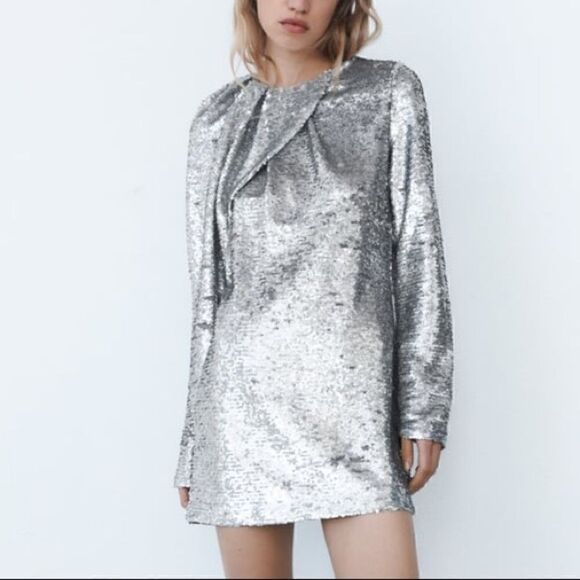 ZARA SHORT SEQUIN DRESS - Picture 15 of 16